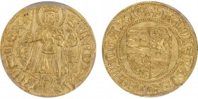 Hungary, Ladislas V 1453-1457
Gulden, Kremnitz, AU 3.55 g.
Ref : Fr. 16, Huszar 636
Conservation : PCGS MS62. Belle qualité.