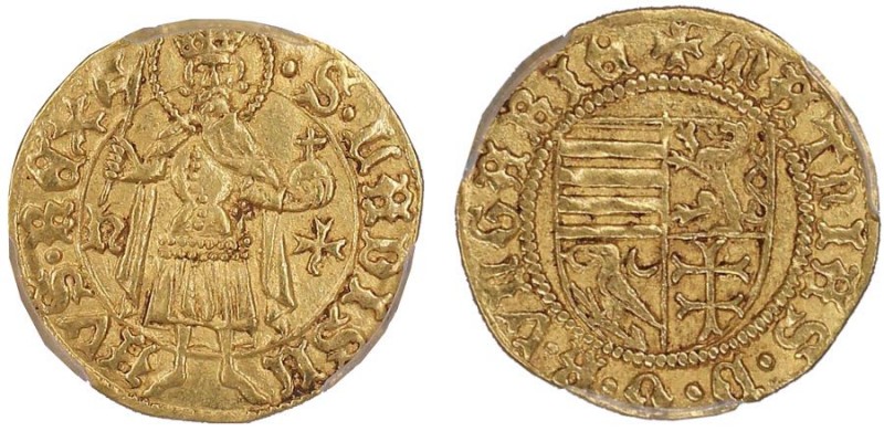 Hungary, Matthias Corvinus 1458-1490 
Gulden, AU 3.45 g.
Ref : Fr. 20, Huszar 67...
