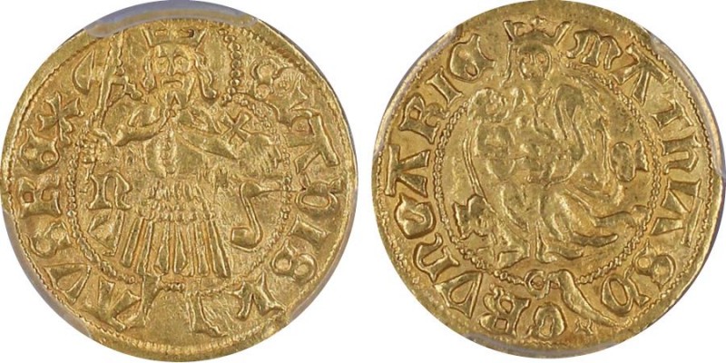 Hungary, Matthias Corvinus 1458-1490 
Gulden, Nagybánya, 1483-89, AU 3.48 g. Re...