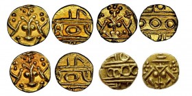 Mysore 1638-1761
Lot de 4 pieces de Fanam, Kanthirava type, AU 0.36 g. chaque
Conservation : NGC AU58, MS61, MS63, MS64