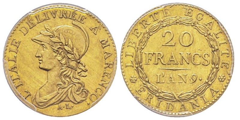 Gaule Subalpine 1800-1802
20 francs, Turin, AN 9 (1800-1801), AU 6.45 g.
Ref : G...
