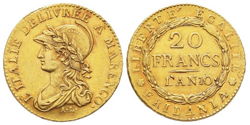Gaule Subalpine 1800-1802
20 francs, Turin, AN 10 (1801-1802), AU 6.45 g.
Ref : ...