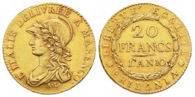 Gaule Subalpine 1800-1802
20 francs, Turin, AN 10 (1801-1802), AU 6.45 g.
Ref : G. IT 5, Fr. 1172, Pag 4
Conservation : presque Superbe