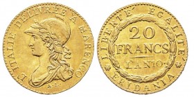 Gaule Subalpine 1800-1802
20 francs, Turin, AN 10 (1801-1802), AU 6.45 g.
Ref : G. IT 5, Fr. 1172, Pag 4
Conservation : Superbe