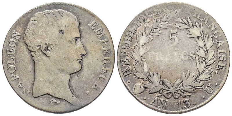 Département de l'Éridan 1802-1814
5 francs, Turin, AN 13 U, AG 24.55 g.
Ref : G....