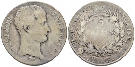 Département de l'Éridan 1802-1814
5 francs, Turin, AN 13 U, AG 24.55 g.
Ref : G. 580, KM#662.1
Conservation : TB. Rarissime