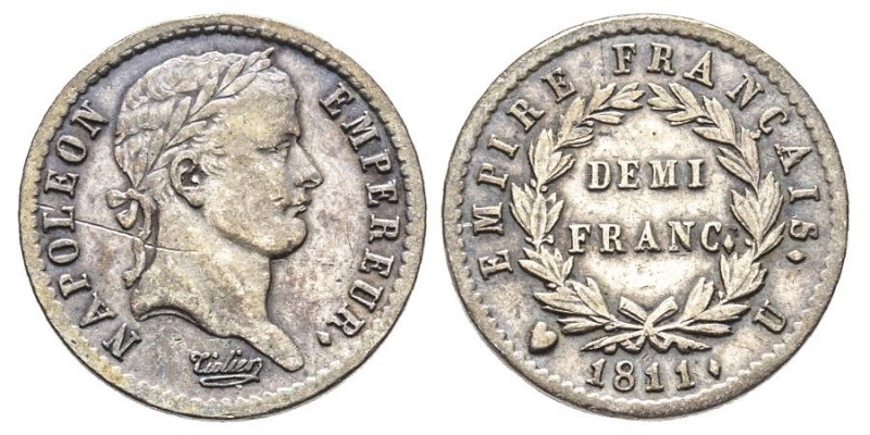 Département de l'Éridan 1802-1814
1/2 franc, Turin, 1811 U, AG 2.46 g.
Ref : G. ...