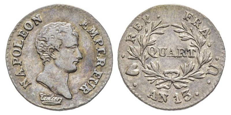 Département de l'Éridan 1802-1814
1/4 franc, Turin, AN13 U, AG 1.25 g.
Ref : G. ...