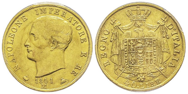 Royaume d'Italie 1805-1814
40 Lire, Milan, 1811 (1/0) M, AU 12.9 g.
Ref : G. IT ...