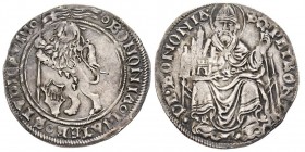 BOLOGNA Repubblica, Monetazione Autonoma, 1376-1401
Grossone, ND, AG 3.25 g.
Ref : MIR 24 var., CNI 28var., Ch.194 var. 
Conservation : TTB/SUP