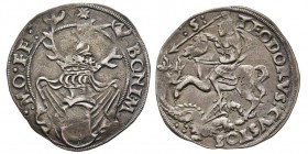 CASALE
BONIFACIO II PALEOLOGO 1518-1530
Cornuto, AG 5.12 g.
Ref : MIR 220 (R), CNI 28/40, Biaggi 971
Conservation : TTB-SUP. Rare
