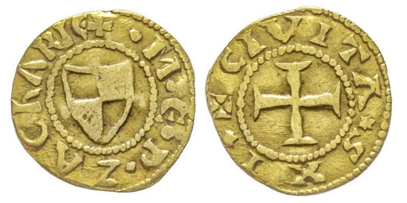 CHIO 
Manuele e Paleologo Zaccaria (1307-1310) 
Quarto di ducato, AU 0.72 g.
Ave...