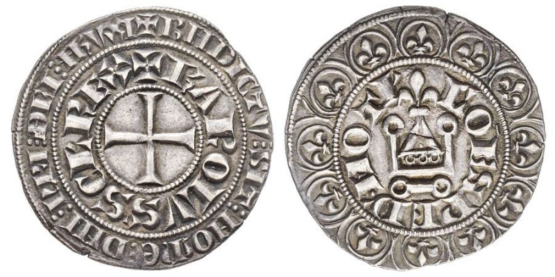 CUNEO
Carlo II d'Ango' 1307-1309
Grosso tornese, AG 4.11 g.
Ref : MIR 429 (R4), ...