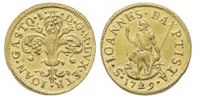 FIRENZE
Giovanni Gastone de' Medici Granduca VII 1723-1737 
Fiorino d'oro, 1729, AU 3.46 g.
Ref : MIR 345/7, CNI 15/7, Fr. 328
Conservation : TTB-SUP