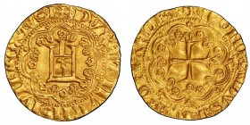 GENOVA
Domenico di Campofregoso, Doge VI, 1370-1378
Genovino AU 3.45 g.
Ref : MIR 42 (R2), Fr.358, Lun.40 (R3)
Conservation : PCGS MS64. Superbe exemp...