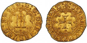 GENOVA
Ludovico di Campofregoso, Doge XXV, 1447-1450
Genovino AU 3.50 g.
Ref : MIR 91 (R4), Fr.375, Lun.94(R3)
Conservation : PCGS MS63 . Superbe exem...
