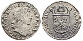 MESSERANO Carlo Besso Ferrero Fieschi, 1685-1690
Prova della lira 1690, AG 7.22 g.
Ref : Ravegnani Morosini 6, CNI 7, Biaggi 1744
Conservation : Super...