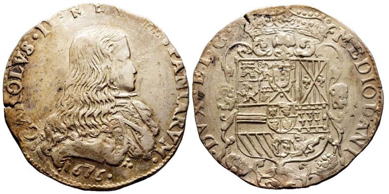 MILANO Carlo II 1665-1700 
Filippo, 1676, AG 27.45 g.
Ref : MIR 387/1, Crippa 3
...