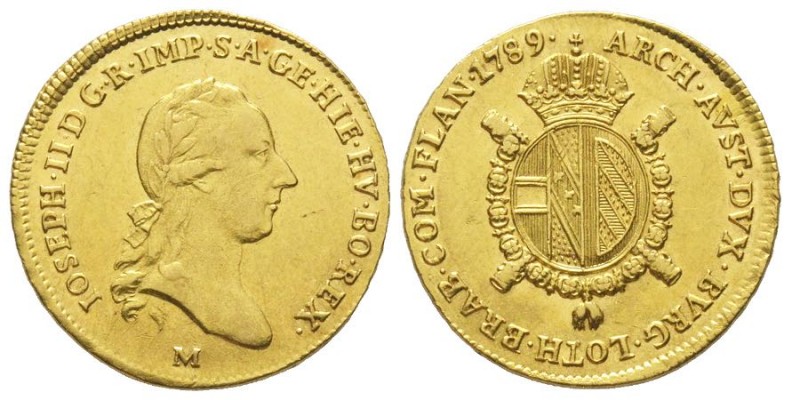 MILANO Giuseppe II d'Asburgo 1780-1790
Mezza sovrana, 1789, AU. 5.54 g. 
Ref : M...