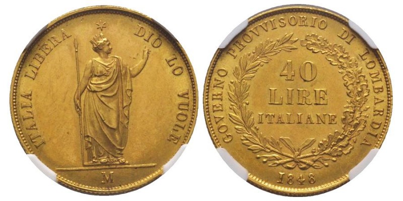 Governo Provvisorio di Lombardia 1848
40 Lire 1848, AU 12.9 g.
Ref : MIR 525, Cr...