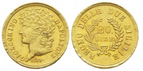 Gioacchino Murat 1808-1815
20 Lire, 1813, rami corti, AU 6.45 g.
Ref : MIR 440, Pannuti-Riccio 10, Gad.13, Fr. 860
Ex Vente NGSA 4, 11/12/2006, lot 83...