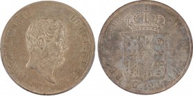 Napoli , Ferdinando II di Borbone 1830-1859 
Piastra da 120 Grana, 1855, AG 27.00 g.
Ref : MIR 503/4, Pannuti Riccio 84
Conservation : PCGS MS62