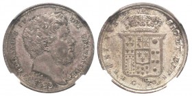 Napoli , Ferdinando II di Borbone 1830-1859 
Tarì da 20 Grana, 1839, AG 4.59 g.
Ref : MIR 509 (R2), Pannuti Riccio 122, KM# 332
Conservation : NGC MS6...