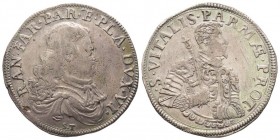 PARMA 
Ranuccio II Farnese, 1646-1694
Scudo, ND, AG 19.27 g. 
Ref : MIR 1036 (R), CNI 27
Conservation : TTB+. Très Rare
