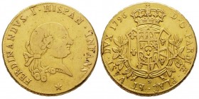 PARMA 
Ferdinando di Borbone 1765-1802
8 Doppie, 1796, AU 56.62 g.
Ref : MIR 1057/5 (R2), CNI 147, Fr. 926
Conservation : traces de monture sinon TB-T...