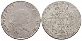 PARMA 
Ferdinando di Borbone 1765-1802
Ducato, 1786, AG 25.44 g.
Ref : MIR 1069/1 (R), CNI 70/71
Conservation : TTB. Rare