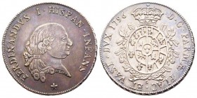 PARMA 
Ferdinando di Borbone 1765-1802
Ducato, 1796, AG 25.62 g.
Ref : MIR 1070/1 (R), CNI 151
Conservation : TTB/SUP. Rare