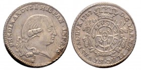 PARMA 
Ferdinando di Borbone 1765-1802
Settimo di Ducato, 1787, AG 3.67 g.
Ref : MIR 1075/1 (R2), CNI 85
Conservation : presque FDC. Rare