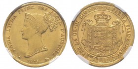 PARMA
Maria Luigia 1815-1847
40 Lire, Parma, 1815, AU 12.88 g.
Ref : MIR 1091/1, Pag.2, G. IT42, Fr. 933
Conservation : NGC AU58. Superbe