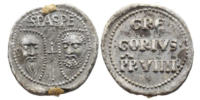 Gregorio IX 1227-1241
Bolla, Roma, Plomb 52.17 g. 31mm
Avers : SPASPE Teste di S...
