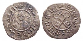 Giovanni XXII 1316-1334 (Jacques Arnaud d'Euse)
Denaro Imperiale, Parma, Mi 0.84 g. 
Avers : P P IOHES XXII. Busto mitrato 
Revers : SECCLIE ROE Chiav...