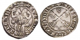 Eugenio IV 1431-1447 (Gabriel Condumer)
Carlino, Avignone, AG 2.01 g.
Avers : EVGENIVS PP QVARTV II Pontefice, seduto in trono e frontale, solleva la ...