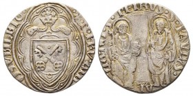Nicolo' V 1447-1455 (Tommaso Parentucelli)
Grosso del Giubileo, Roma, 1450, AG 3.06 g.
Avers : N PP V ANNO IVBILEI Stemma
Revers : S PETRVS S PAVLVS A...