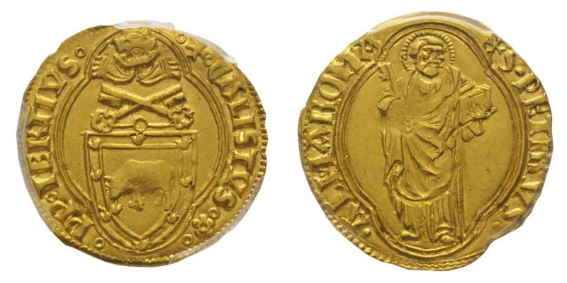 Callisto III 1455-1458 (Alonso Borja)
Ducato, Roma, AU 3.56 g.
Avers : CALISTVS ...