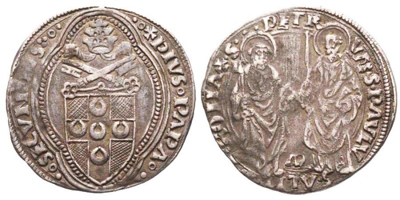 Pio II 1458–1464 (Enea Silvio Piccolomini)
Grosso, Roma, AG 3.75 g.
Ref : MIR 36...