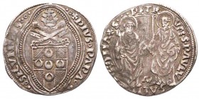 Pio II 1458–1464 (Enea Silvio Piccolomini)
Grosso, Roma, AG 3.75 g.
Ref : MIR 363/4, Munt. 18, Berman 365 
Conservation : TTB