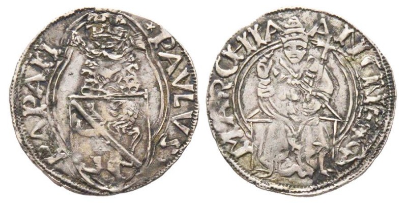 Paolo II 1464-1471 (Pietro Barbo)
Bolognino papale, Ancona, AG 0.90 g.
Ref : MIR...