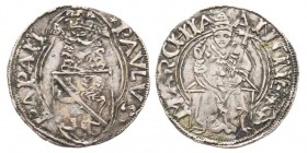 Paolo II 1464-1471 (Pietro Barbo)
Bolognino papale, Ancona, AG 0.90 g.
Ref : MIR 430/3 (R), Munt. 63, Berman 426, CNI 8 
Conservation : Superbe et Rar...