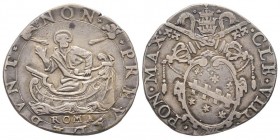 Clemente VIII 1592-1605 (Ippolito Aldobrandini)
Testone, Roma, AG 8.32 g.
Ref : MIR 1433/3, Munt. 25, Berman 1445
Conservation : TTB