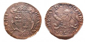 Paolo V 1605-1621 (Camillo Borghese)
1/2 Bolognino, Bologna, 1619, AE 8.5g.
Ref : MIR 1601/3 (R3), Munt. 203b, Berman 1285 
Conservation : PCGS AU55. ...