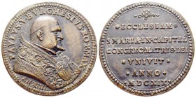 Paolo V 1605-1621 (Camillo Borghese)
Medaglia, 1619, AE 34.69 g. 48 mm
Avers : PAVLVS V BVRGHESIVS RO P MAX
Revers : ECCLESIAM / S MARIA IN CAPITEL / ...