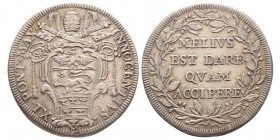 Innocenzo XI 1676-1689 (Benedetto Odescalchi)
Testone, AG 9.10 g.
Ref : Munt. 87
Conservation : TTB