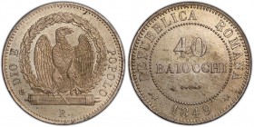 Seconda Repubblica Romana 1848-1849
40 Baiocchi, 1849 R, AG 
Ref : Pag. 339, Berman 3296
Conservation : PCGS MS64. FDC