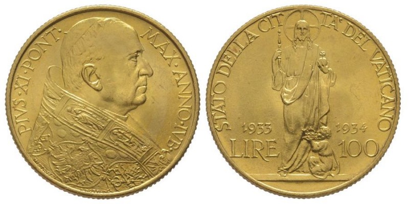 Pio XI 1922-1939 (Achille Ratti)
100 Lire 1933, AN IV, AU 8.8 g.
Ref : Fr. 284
C...