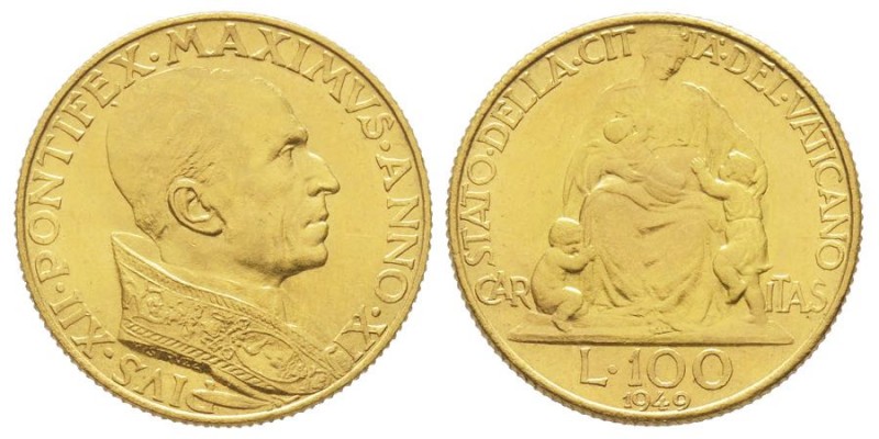 Pio XII 1939-1958 (Eugenio Pacelli)
100 Lire, Roma, 1949, AU 5.20 g. 
Ref : Pag....