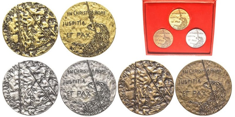 Paolo VI 1963-1978 (Giovanni Battista Montini)
Série de trois médaille en or, ...